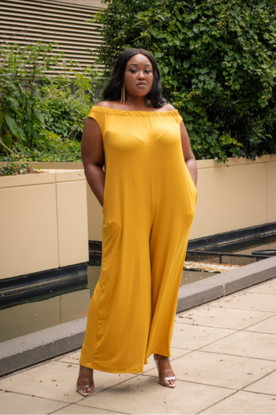Bella Plus Size Jumpsuit- Mustard