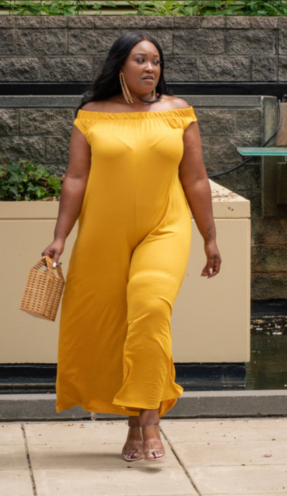 Bella Plus Size Jumpsuit- Mustard