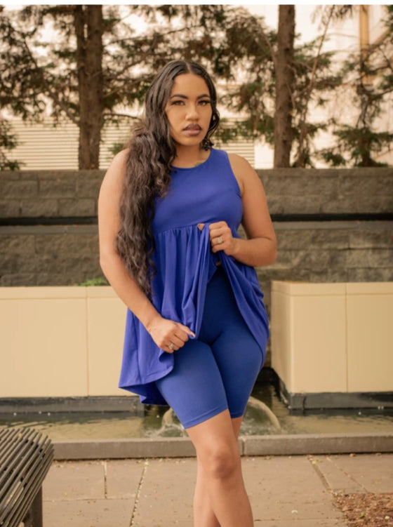Ohh Baby Doll Short Set-Bright Blue