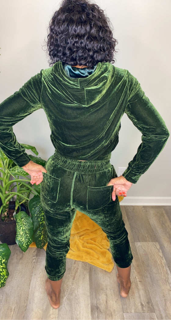 Velour Dyor Jogger set-Hunter Green