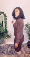 Classic Fuzzy Sweater Dress- Chocolate