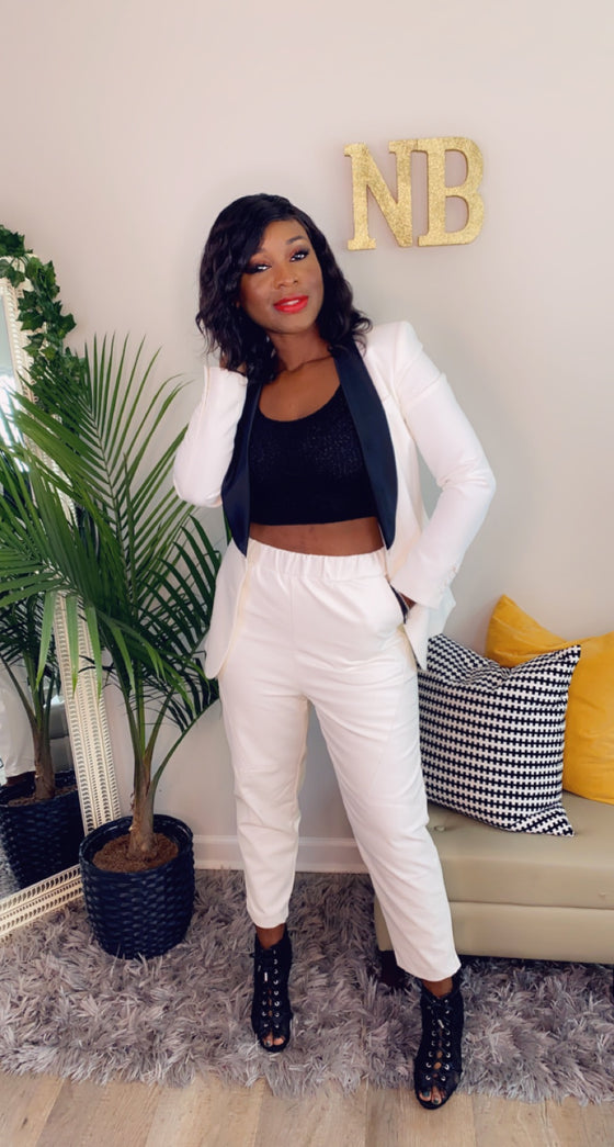 Winter White Vegan Leather cropped pants