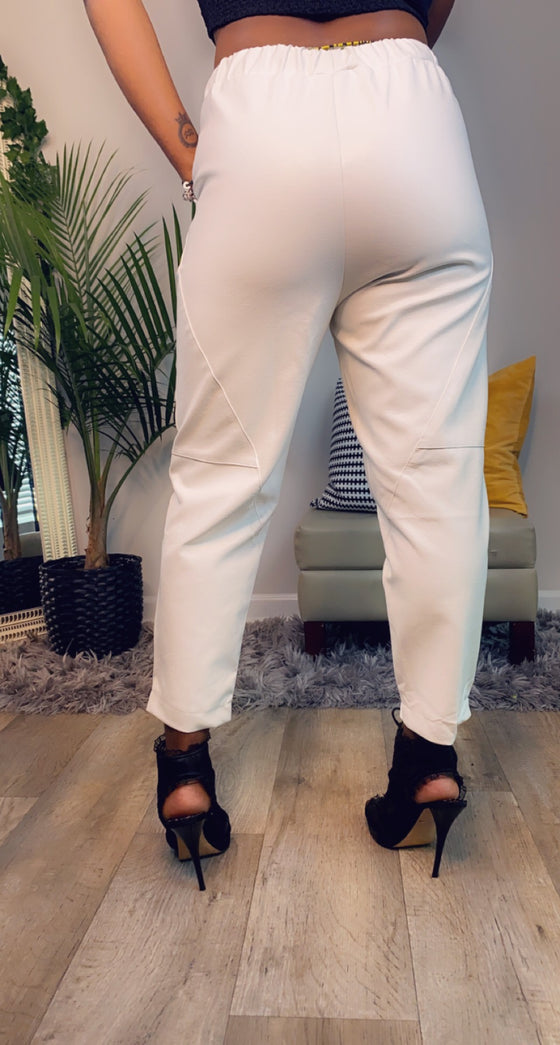 Winter White Vegan Leather cropped pants