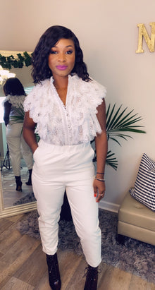  Winter White Vegan Leather cropped pants