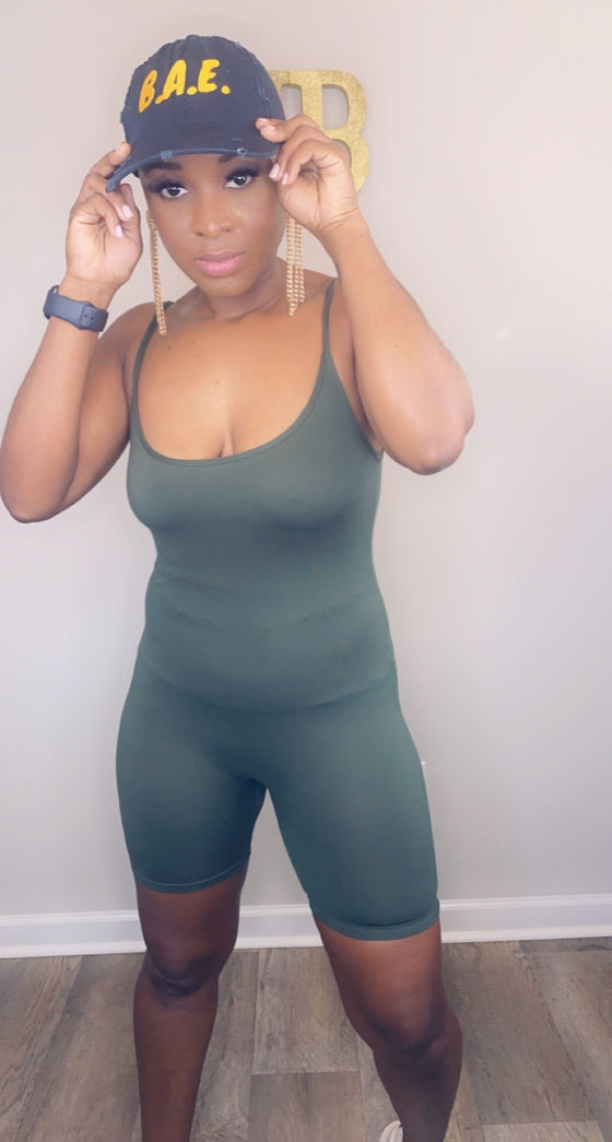 Chill Vibes- Basic Romper Olive