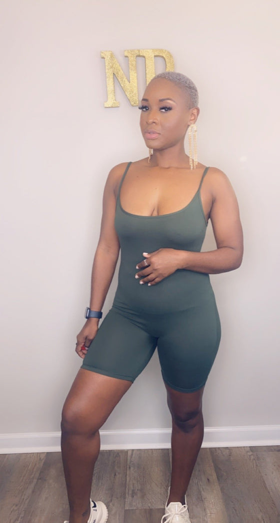 Chill Vibes- Basic Romper Olive