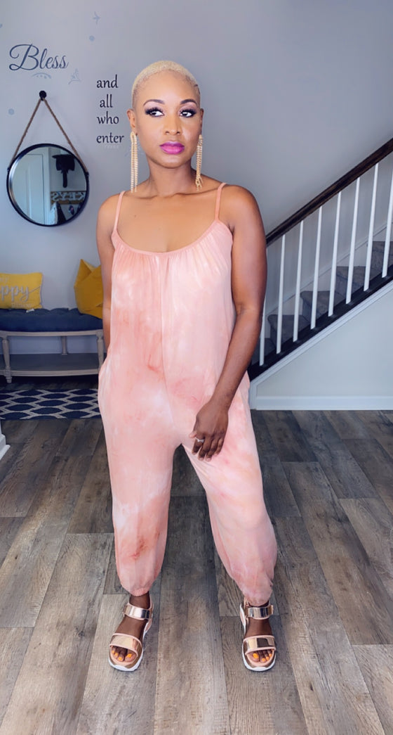 Acid Wash Jumpsuit-Mauve