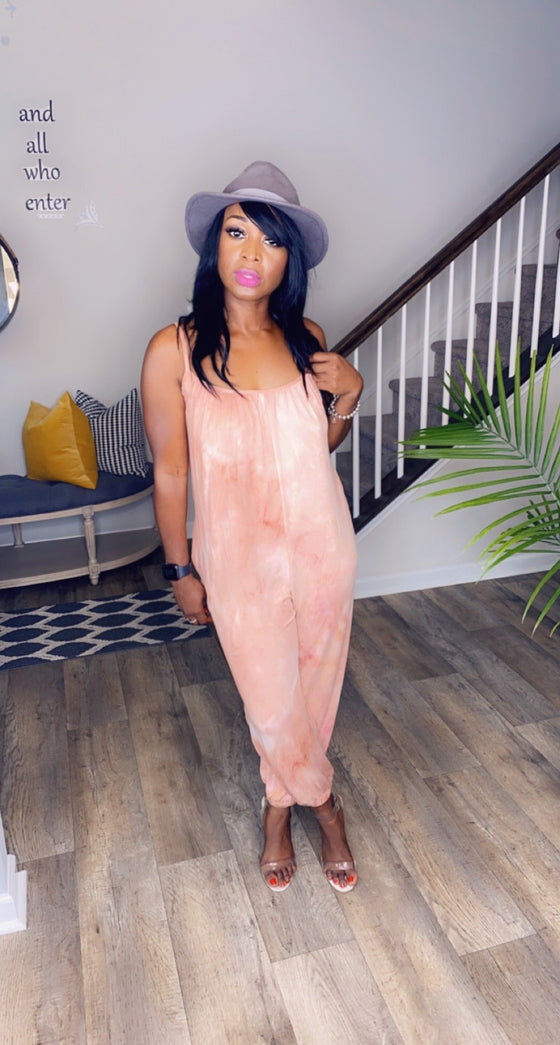 Acid Wash Jumpsuit-Mauve