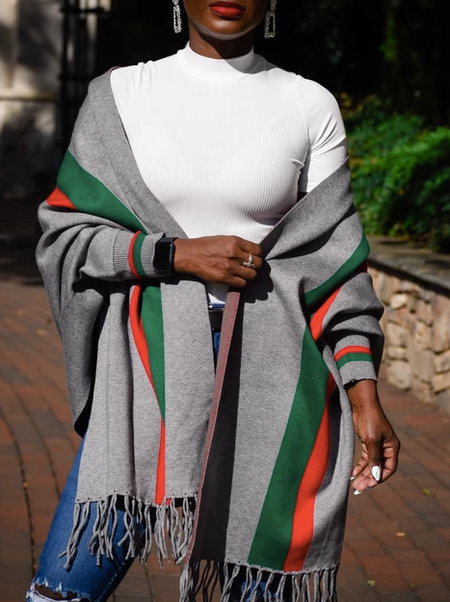 Layered to the "T" Shawl- Grey