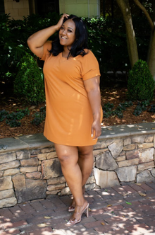  Plus Size Basic T-Shirt Dress-Almond